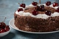 Black forest cake, Schwarzwald pie, dark chocolate and cherry dessert Royalty Free Stock Photo