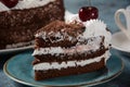 Black forest cake, Schwarzwald pie, dark chocolate and cherry dessert . Royalty Free Stock Photo