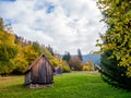 Black Forest landscape with sheds in autumn