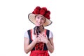 Black forest woman showing her heartfelt gratitude Royalty Free Stock Photo