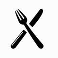 a black fork and a knife isolated on a white background Royalty Free Stock Photo