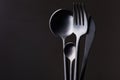 black fork, knife and spoon Royalty Free Stock Photo