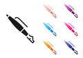 Black Fountain pen nib icon isolated on white background. Pen tool sign. Set icons colorful. Vector Royalty Free Stock Photo
