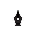 Black Fountain pen nib icon isolated on white background. Pen tool sign. Vector Royalty Free Stock Photo