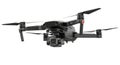 Black Quadcopter Drone with Camera Gimbal on White Background aerial photography videography Royalty Free Stock Photo