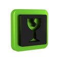 Black Fragile broken glass symbol for delivery boxes icon isolated on transparent background. Green square button.