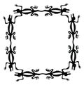 Black frame with dragons or lizards, vector