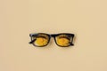 Black frame glasses with eyes dandelions with eyelashes Royalty Free Stock Photo