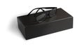 Black frame glasses, put on the boxes on a white background,with clipping path Royalty Free Stock Photo