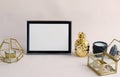 Black frame mockup with interior items Royalty Free Stock Photo