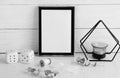 Black frame mockup with interior items Royalty Free Stock Photo