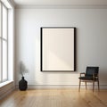 Black Frame on Wooden Floor Mark Gertler Style with Minimalist Spare Simplicity