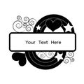 Black frame with spiral floral,heart,star and rainbow for text v Royalty Free Stock Photo