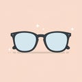 Black-framed eyeglasses illustration on a light peach background. The glasses featur Royalty Free Stock Photo