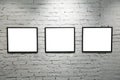 Black frames on white brick wall 2 Royalty Free Stock Photo