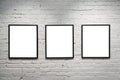 Black frames on white brick wall 3 Royalty Free Stock Photo