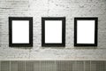 Black frames on white brick wall Royalty Free Stock Photo