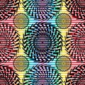 Black fraser spiral rainbow stripe seamless pattern