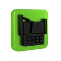 Black Free overnight stay house icon isolated on transparent background. Green square button.