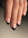 Black french manicure cat nails style Royalty Free Stock Photo