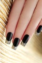 Black French manicure. Royalty Free Stock Photo