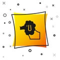 Black French poodle dog icon isolated on white background. Yellow square button. Vector Royalty Free Stock Photo