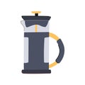 black french press coffee cartoon vector illustration