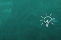 Illustration of an ignited light bulb on a grungy green board. Royalty Free Stock Photo