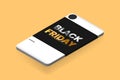 Social media screens showing Black friday posts Royalty Free Stock Photo