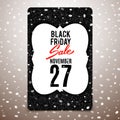 Black Friday advertising banner, black glitter card, vector illustration