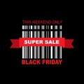 Black Friday background with Present barcode. Sale concept.