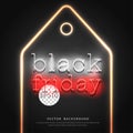 Black Friday background. sale tag with red and white neon sign Royalty Free Stock Photo