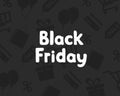 Black Friday background with silhouettes of gift boxes, credit cards and shopping carts