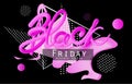 Black friday banner with abstract design elements and volume letters. Royalty Free Stock Photo