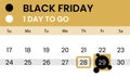 Black friday banner as calendar with countdown Royalty Free Stock Photo