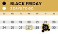 Black friday banner as calendar with countdown Royalty Free Stock Photo