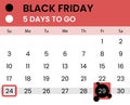 Black friday banner as calendar with countdown Royalty Free Stock Photo