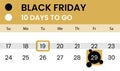 Black friday banner as calendar with countdown Royalty Free Stock Photo