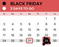 Black friday banner as calendar with countdown Royalty Free Stock Photo