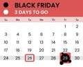 Black friday banner as calendar with countdown Royalty Free Stock Photo