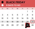 Black friday banner as calendar with countdown Royalty Free Stock Photo