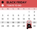 Black friday banner as calendar with countdown Royalty Free Stock Photo