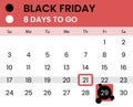 Black friday banner as calendar with countdown Royalty Free Stock Photo