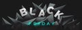 Black Friday banner with 3d render, abstract black crystal background, faceted texture, panorama, wide panoramic