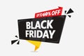 Black Friday banner design UP TO 60% OFF with white background. Royalty Free Stock Photo