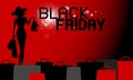 Black friday banner design of woman holding shopping bag Royalty Free Stock Photo