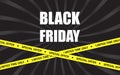 Black Friday banner. Design with yellow railing tapes. The concept of sale, big discounts, limited time, special offers. Vector