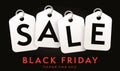 Black friday banner with fashion tags label design