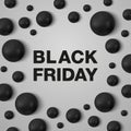 Black Friday banner template. Black Friday black letters and black pearls around on white background Royalty Free Stock Photo