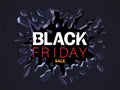 Black friday banner. Wall explosion. Crack in the black wall